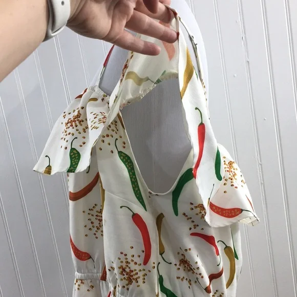 Lindy Bop White Chili Pepper Antonia Swing Dress Womens 20 Off The Shoulder - Picture 6 of 11